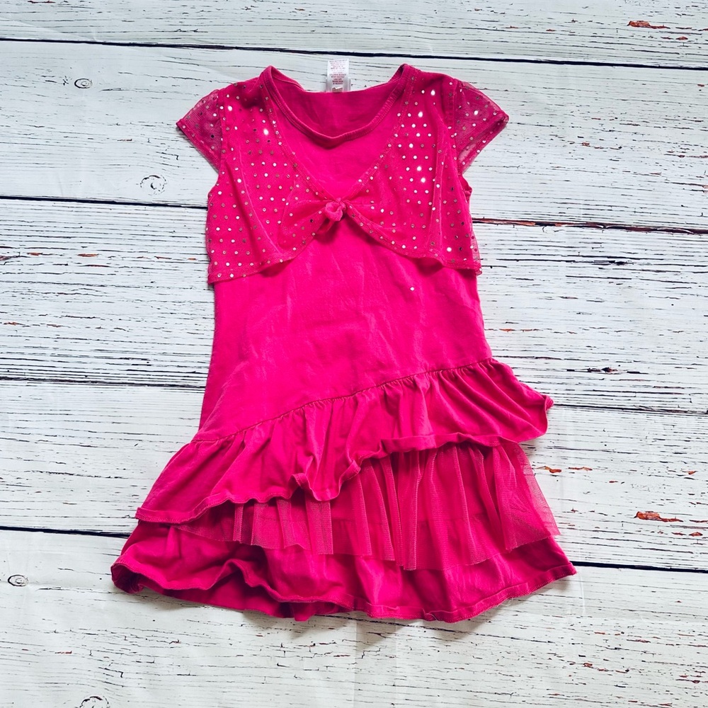 Pink Ruffled Dress with Sequin Bolero! Size 8